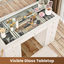 11-Drawer Makeup Vanity Desk with Glass Top