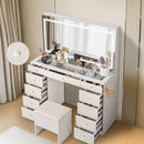 11-Drawer Makeup Vanity Desk with Glass Top