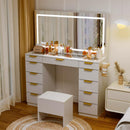 11-Drawer Makeup Vanity Desk with Glass Top