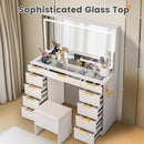 11-Drawer Makeup Vanity Desk with Gold Handles
