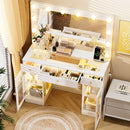 Makeup Vanity Desk with 12-Bulb Lighted Mirror