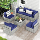 Pamapic 7-Piece Rattan Outdoor Sectional Sofa Set for Poolside, Backyard, Deck