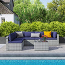 Pamapic 7-Piece Rattan Outdoor Sectional Sofa Set for Poolside, Backyard, Deck