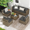Pamapic 7-Piece Rattan Outdoor Sectional Sofa Set for Poolside, Backyard, Deck