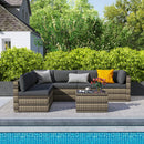 Pamapic 7-Piece Rattan Outdoor Sectional Sofa Set for Poolside, Backyard, Deck
