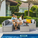 Pamapic 7-Piece Rattan Outdoor Sectional Sofa Set for Poolside, Backyard, Deck
