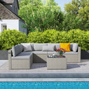 Pamapic 7-Piece Rattan Outdoor Sectional Sofa Set for Poolside, Backyard, Deck