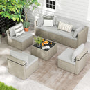 Pamapic 7-Piece Rattan Outdoor Sectional Sofa Set for Poolside, Backyard, Deck