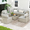 Pamapic 7-Piece Rattan Outdoor Sectional Sofa Set for Poolside, Backyard, Deck