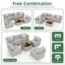 Pamapic 7-Piece Rattan Outdoor Sectional Sofa Set for Poolside, Backyard, Deck