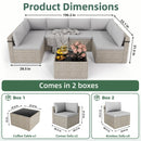 Pamapic 7-Piece Rattan Outdoor Sectional Sofa Set for Poolside, Backyard, Deck