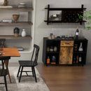 3-in-1 Dining Set: Windsor Chairs Industrial Sideboard & Wall-Mount Wine Rack Combo by LJGDeals