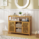 Bamboo Bathroom Cabinet with Shelves and Doors-Natural by LJGDeals