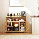 Bamboo Bathroom Cabinet with Shelves and Doors-Natural by LJGDeals