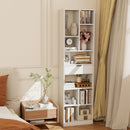 7-tier Bookshelf with Drawer 180cm Floor Standing Display Rack Storage Shelf-White by LJGDeals