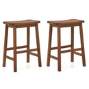 Set of 2 Saddle-Seat Counter Height Stools with Curved Seat and Footrests-Walnut by LJGDeals
