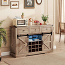 52 Inches Wine Bar Cabinet with LED Lights and Sliding Barn Doors by LJGDeals