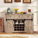 52 Inches Wine Bar Cabinet with LED Lights and Sliding Barn Doors by LJGDeals