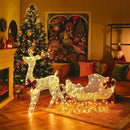 6 Feet Christmas Lighted Reindeer and Santa's Sleigh Decoration with 4 Stakes by LJGDeals