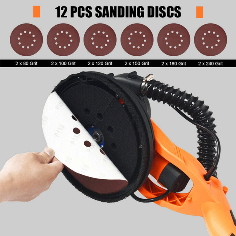 Professional Electric Drywall Ceiling Pole Sander W/ Vacuum, 750W (SAK97855)