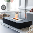 Square Tabletop Fire Bowl Pot with Two-Sided Glass