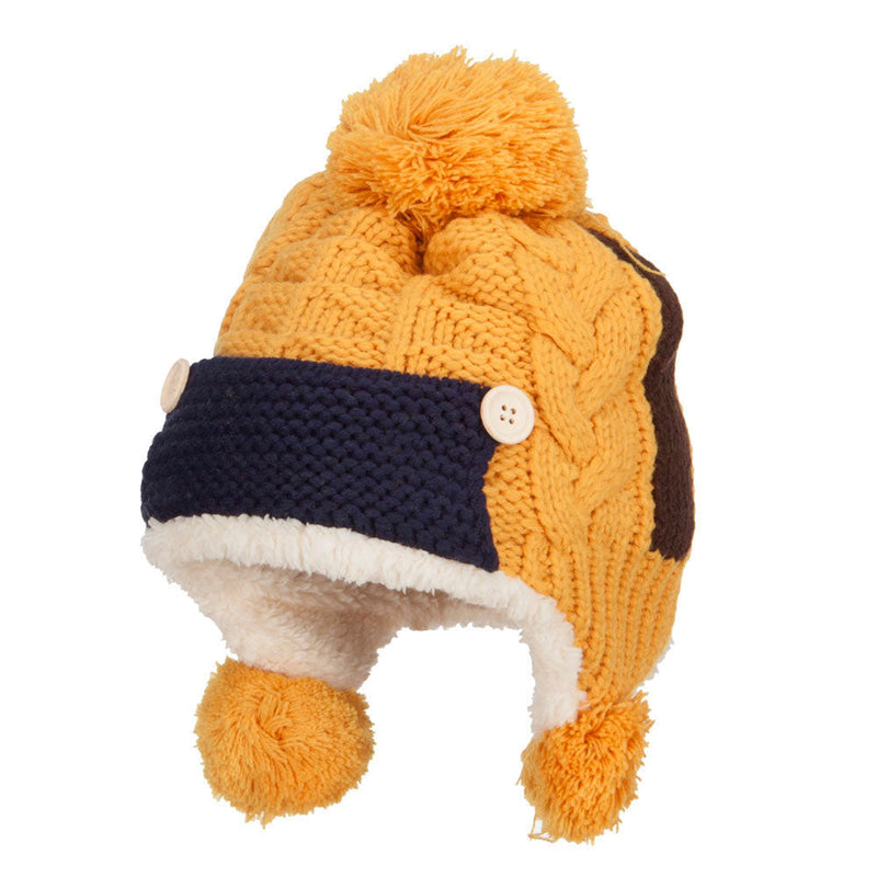 Kid's Button Patch Ski Beanie