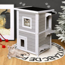 2-Story Wooden Cat House with Escape Door Rainproof by LJGDeals
