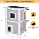 2-Story Wooden Cat House with Escape Door Rainproof by DirectDeals