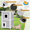 2-Story Wooden Cat House with Escape Door Rainproof by LJGDeals