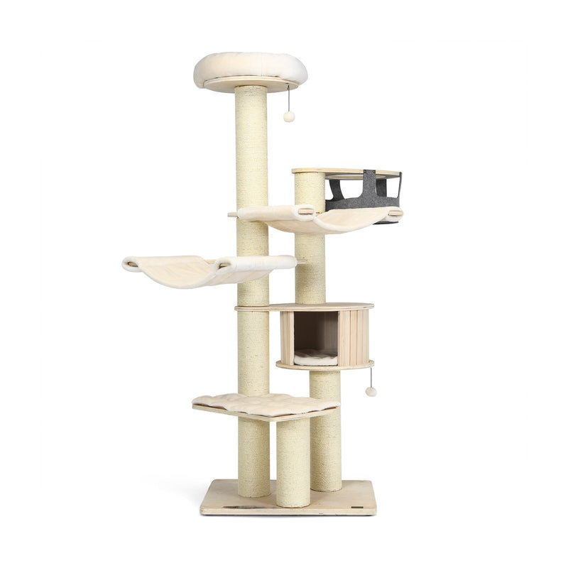77.5-Inch Cat Tree Condo Multi-Level Kitten Activity Tower with Sisal Posts-Cream White, photo 3 of 8
