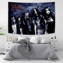Psychedelic black metal flag banner bedroom silk screen wall art by Decorbites