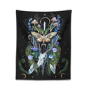 Psychedelic deer skull mushroom moon tapestry bedroom wall hanging by Decorbites