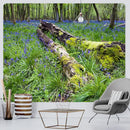 Psychedelic moss green forest view tapestry bedroom wall decor by Decorbites
