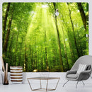 Psychedelic moss green forest view tapestry bedroom wall decor by Decorbites