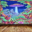 Psychedelic neon illusory mushroom art tapestry bedroom wall hanging by Decorbites