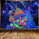 Psychedelic neon illusory mushroom art tapestry bedroom wall hanging by Decorbites