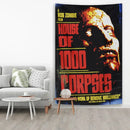 Psychedelic red & blue horror movie tapestry bedroom wall decor by Decorbites