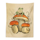 Psychedelic teal frog mushroom tapestry bedroom wall hanging by Decorbites