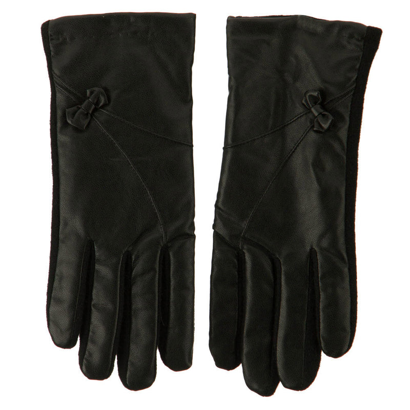 Women's Pleather Wool Texting Glove