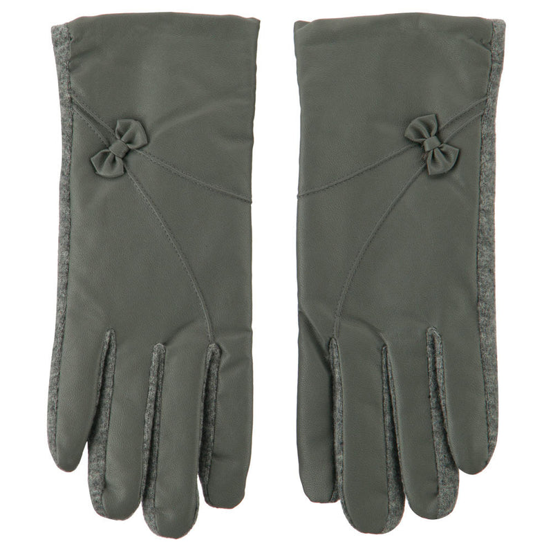 Women's Pleather Wool Texting Glove