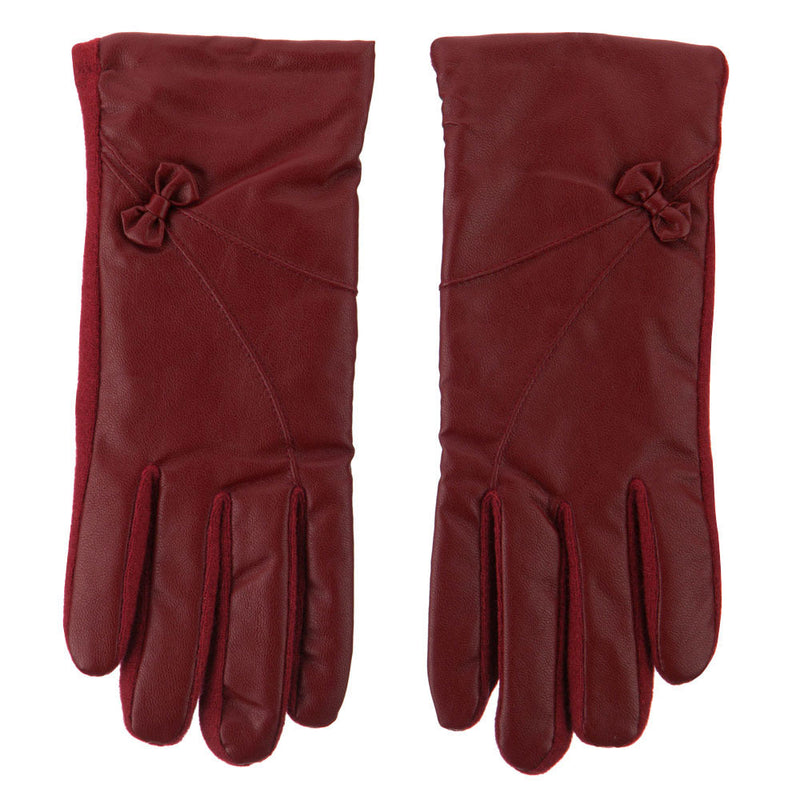 Women's Pleather Wool Texting Glove