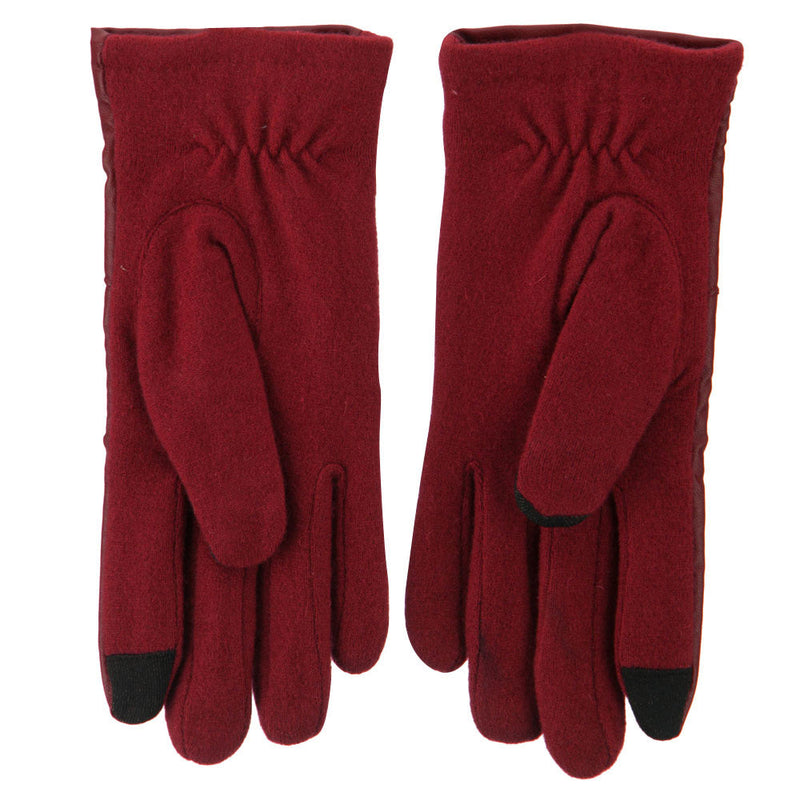 Women's Pleather Wool Texting Glove
