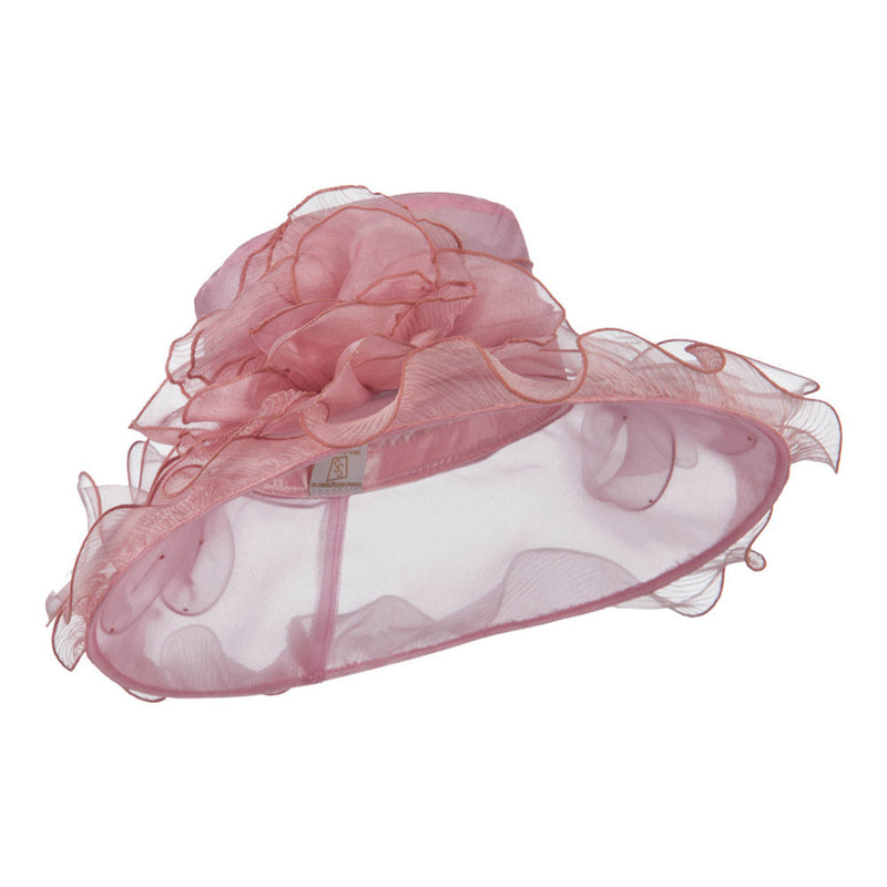 Pleated Trim Brim Ruffle Organza Hat