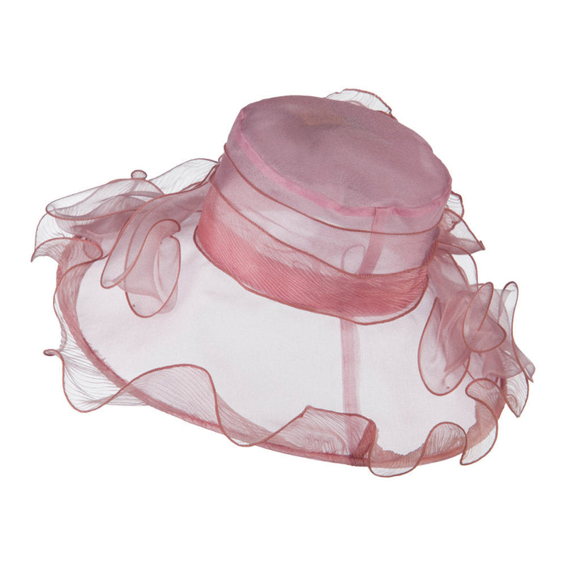 Pleated Trim Brim Ruffle Organza Hat