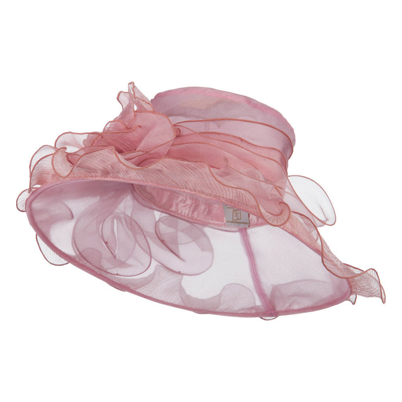 Pleated Trim Brim Ruffle Organza Hat