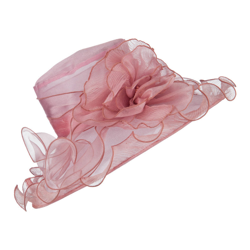 Pleated Trim Brim Ruffle Organza Hat