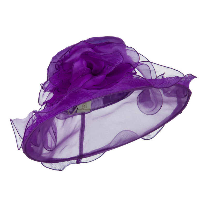 Pleated Trim Brim Ruffle Organza Hat