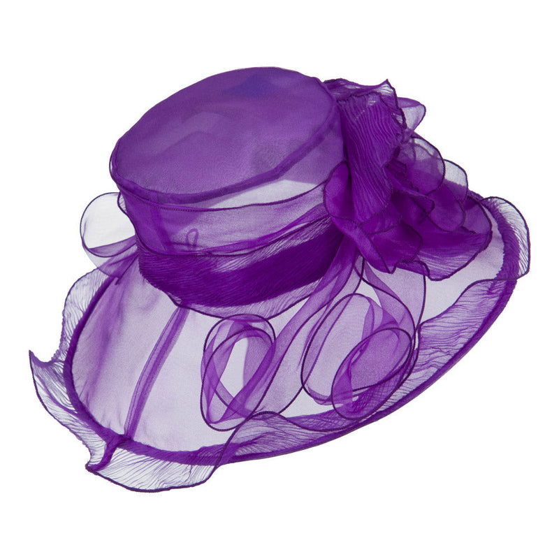 Pleated Trim Brim Ruffle Organza Hat