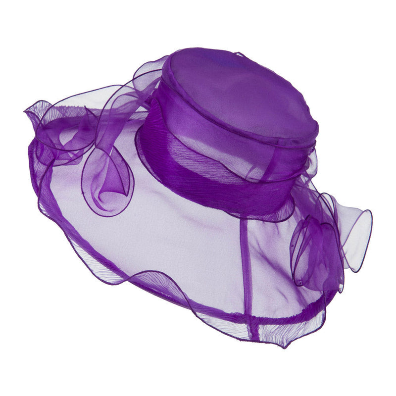 Pleated Trim Brim Ruffle Organza Hat