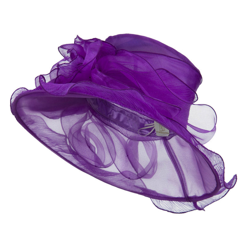 Pleated Trim Brim Ruffle Organza Hat